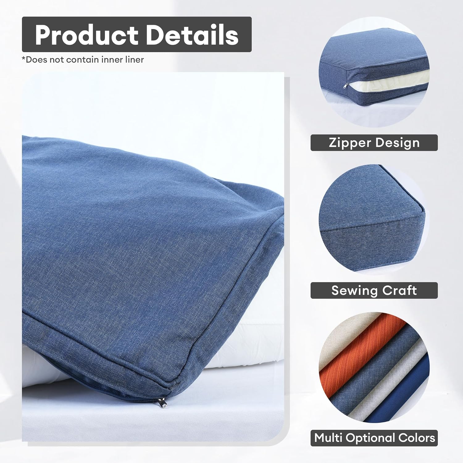 屋外パティオ家具用クッションカバー、デニムブルー、防水、ジッ - Outdoor Furniture Fabric Waterproof のレビューと価格