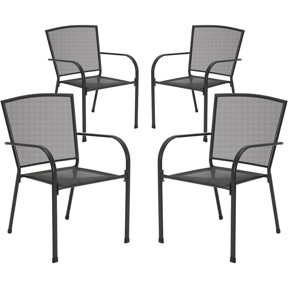 屋外パティオチェア4脚セット、アームレストと通気性のあるメタ - Outdoor Furniture Ofo のレビューと価格