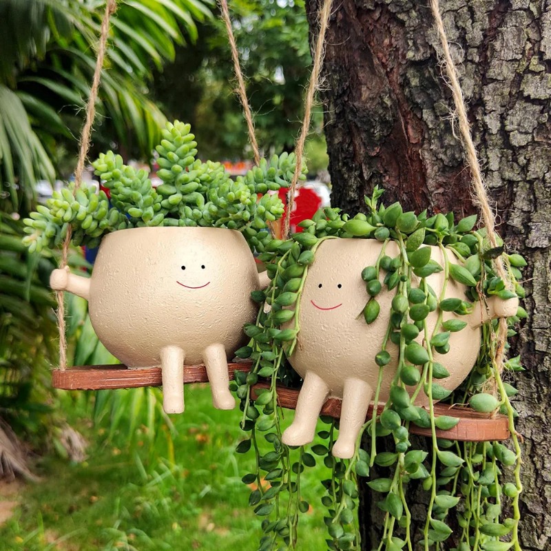 クリエイティブなロッキングチェア/スイング型多肉植物プランタ - Garden Swing Chair のレビューと価格