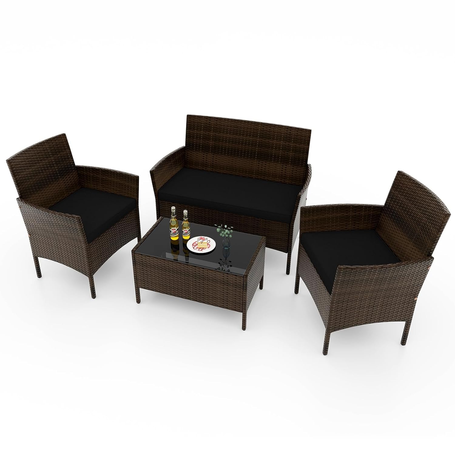o*-4ピースパティオ家具セット - ラタン製屋外会話用ビス - Outdoor Furniture Ofo のレビューと価格