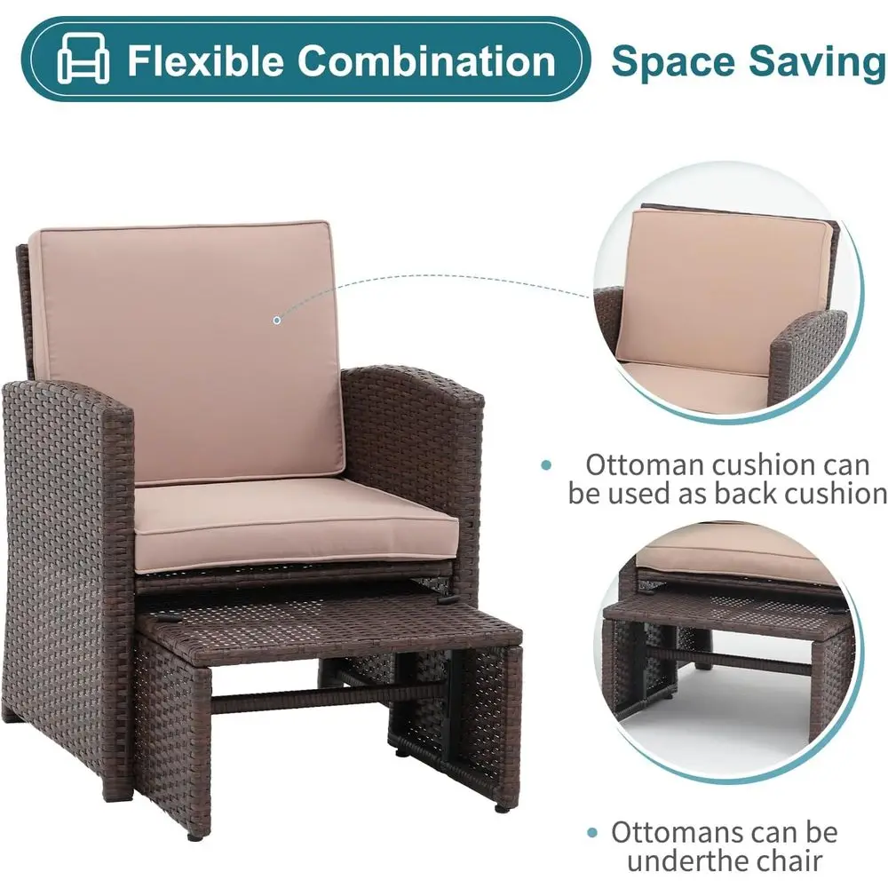 5点セットの屋外用パティオ家具セット（クッション付き）、ブラ - Outdoor Furniture Balcony のレビューと価格