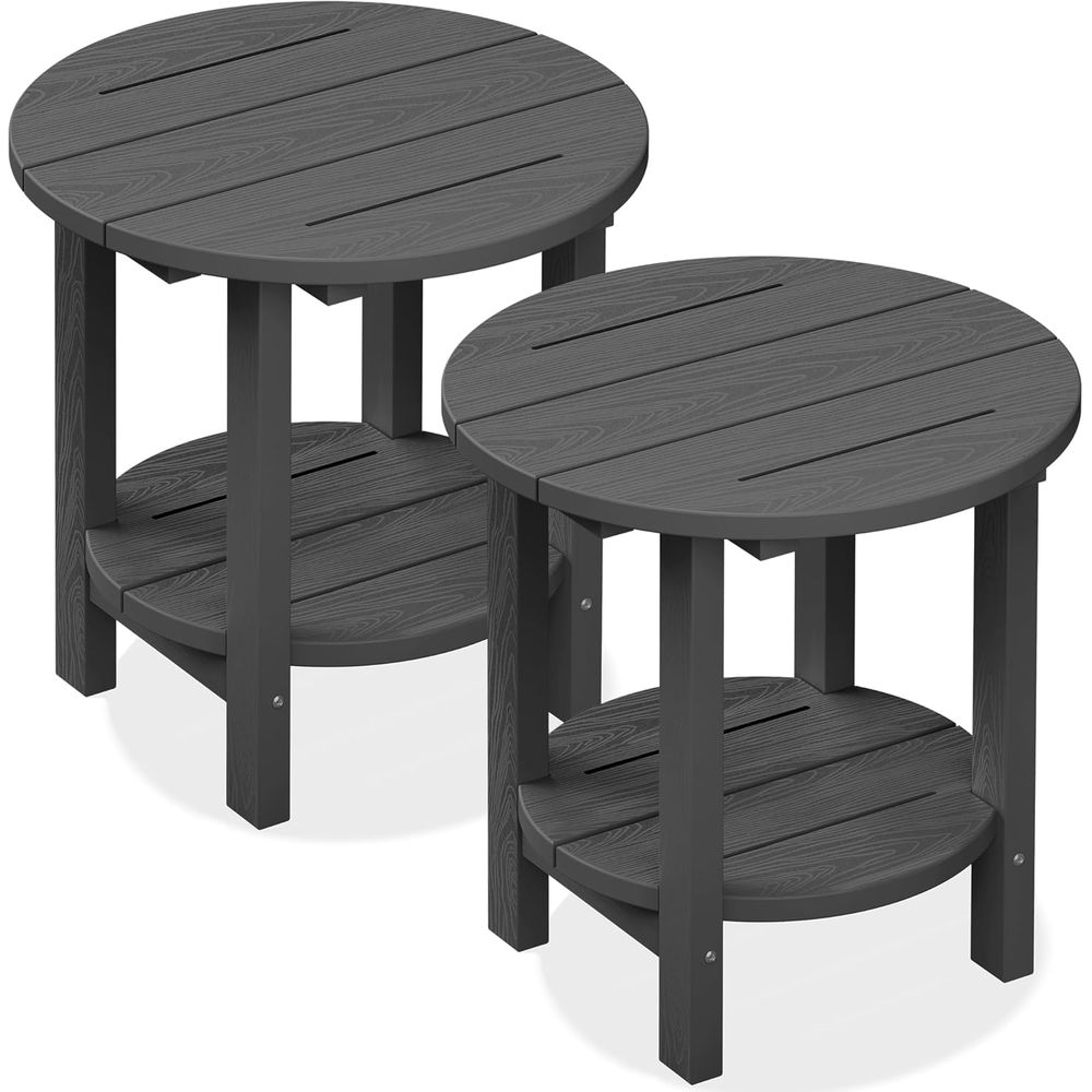 ラウンドアウトドアサイドテーブルセット o 2、HDPE小型 - Outdoor Furniture Ofo のレビューと価格