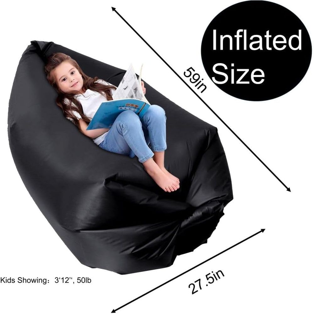 ポータブルエアーカウチ、キャンプ＆ビーチ用、ブラック |   - Outdoor Furniture Black のレビューと価格