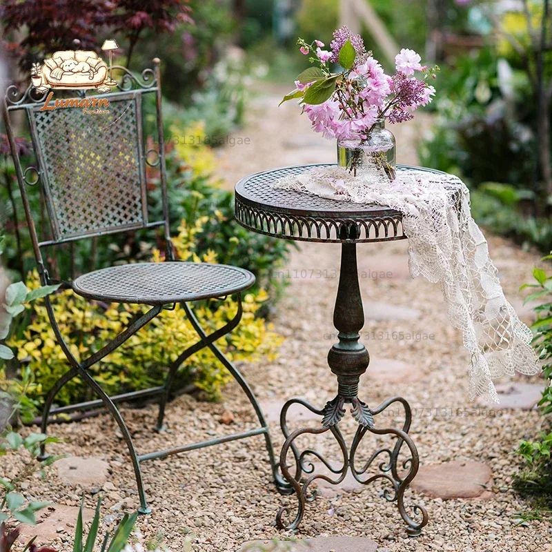 ヨーロッパ風ヴィンテージアイアンガーデンテーブル、折りたたみ - Outdoor Furniture Vintage のレビューと価格