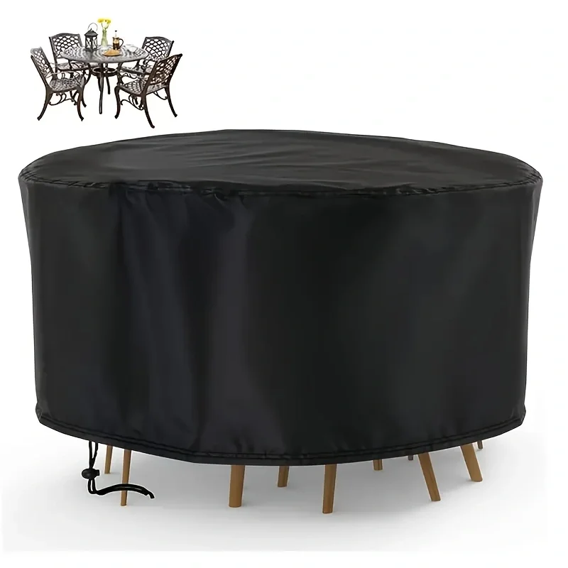 防水ラウンドパティオ家具カバー - UV＆耐風、防塵屋外テー - Outdoor Furniture Black のレビューと価格